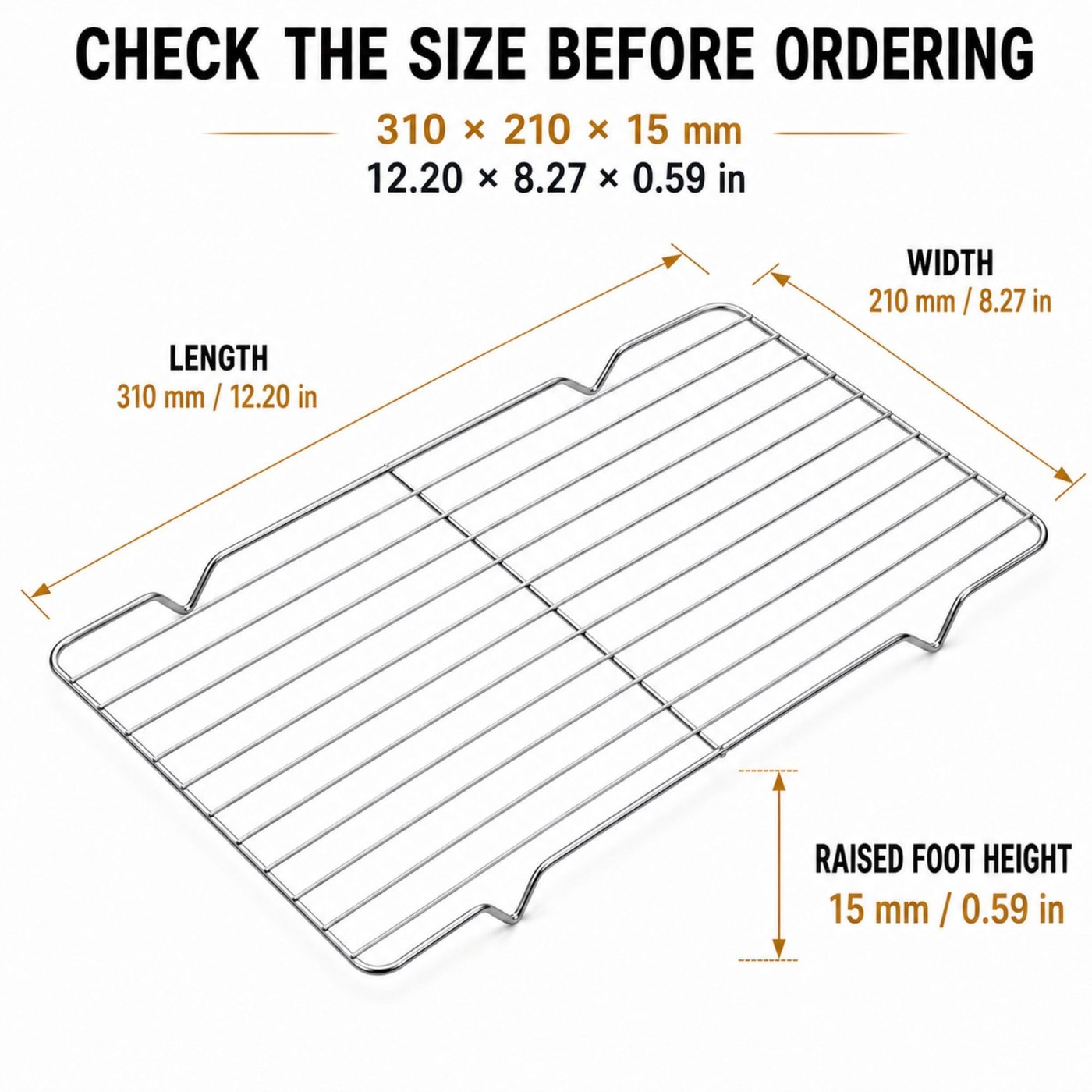 Cooling rack dimensions: 12.20 x 8.27 inches