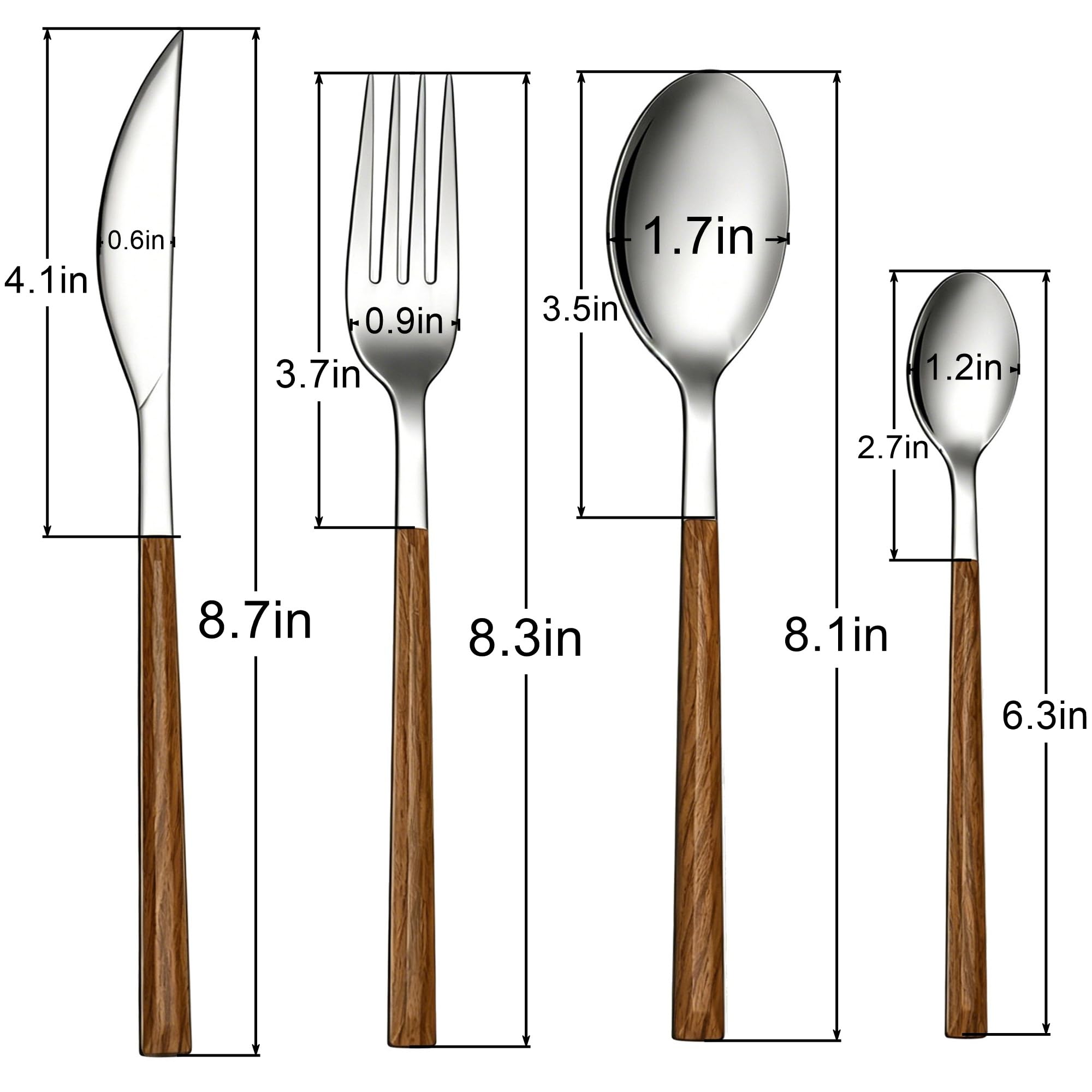 Stainless steel flatware material and handle detail